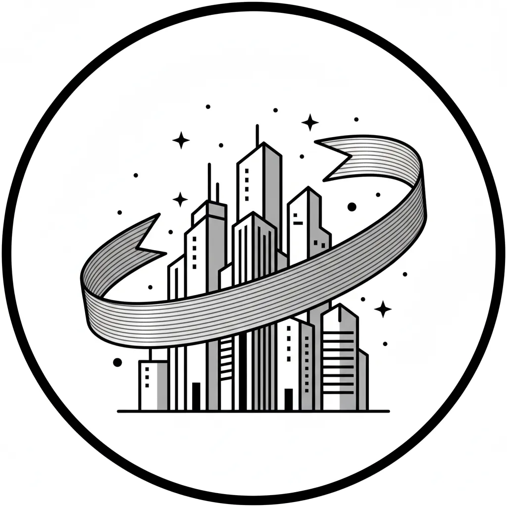 Círculo con la figura de una construcción dentro que representa el beneficio en el ambiente de la iluminación arquitectónica. Ambientes memorables