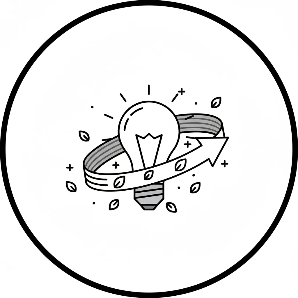 Círculo con un foco dentro que representa la eficiencia energética que proporciona la iluminación arquitectónica.